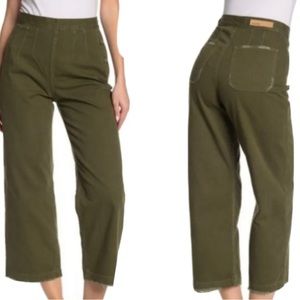 GRLFRND "FARRAH" DENIM WIDE LEG, ARMY GREEN-Size 26